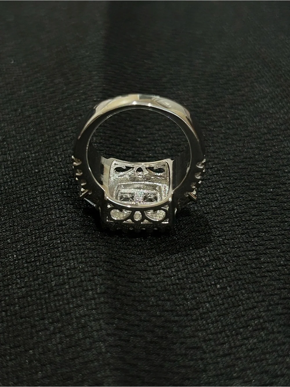 Classic Silver plated Square Halo moissanite Cocktail/engagement/gift Ring